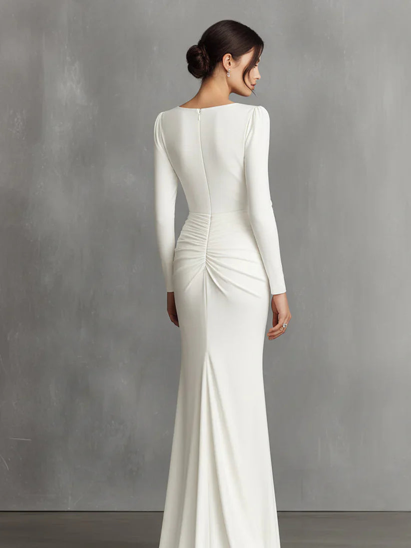 Elegant  Elegant Satin Ruched Mermaid Maxi Dress Prom Dress