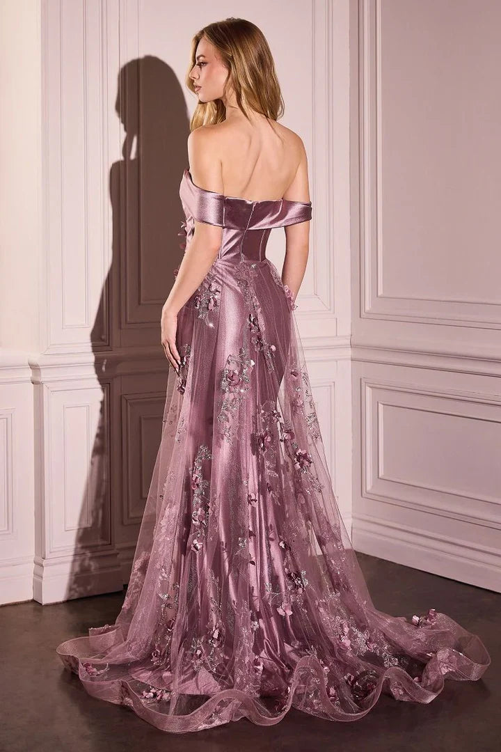 Sexy Floral Off-Shoulder Trumpet Backless Evening Dress
