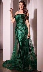Sexy Floral Off-Shoulder Trumpet Backless Evening Dress
