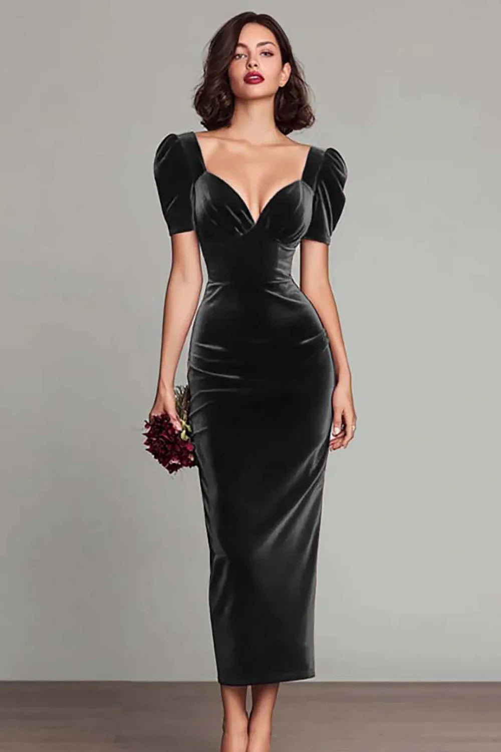 Velvet Sheath Long Holiday Party Dress