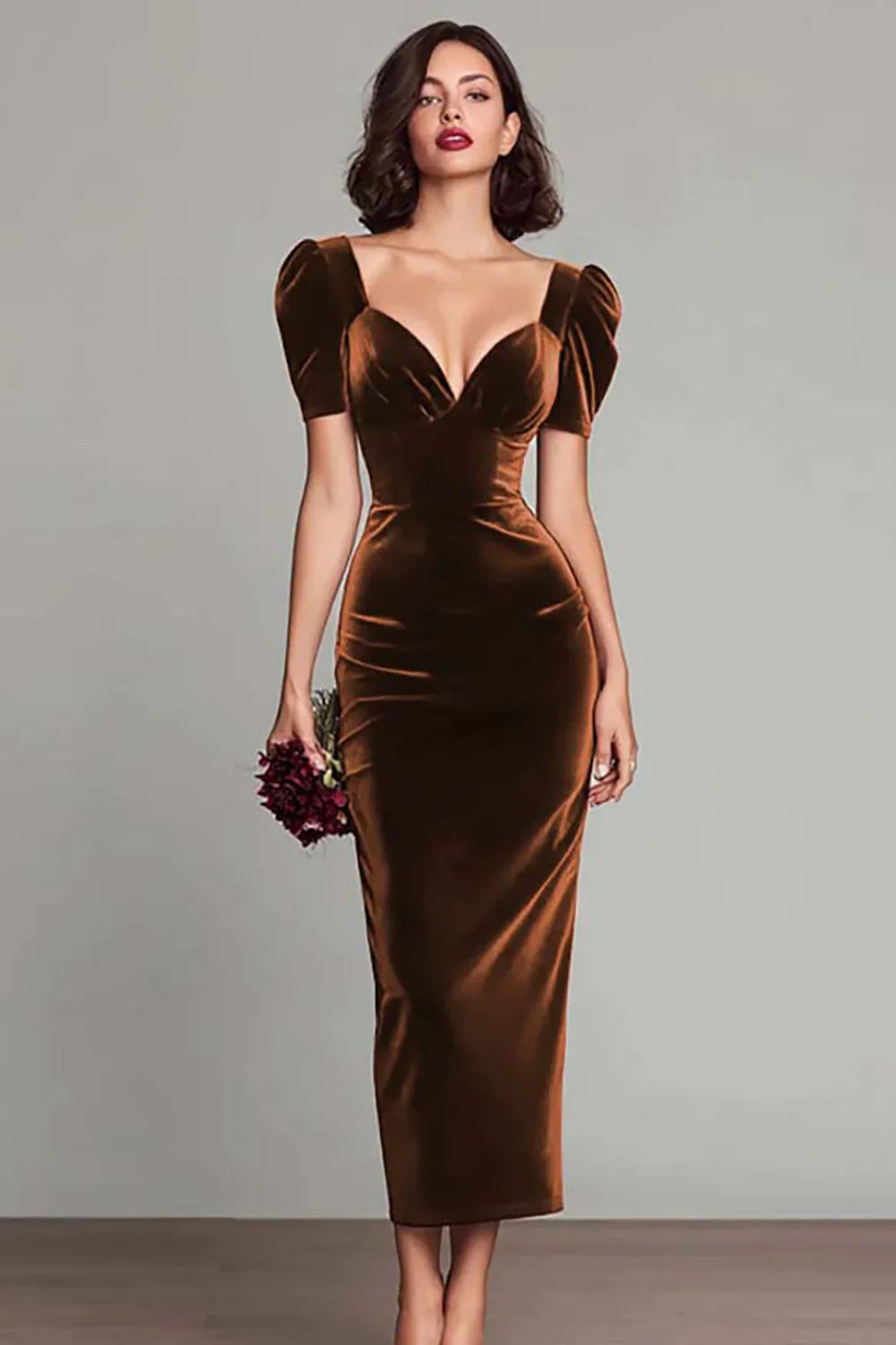 Velvet Sheath Long Holiday Party Dress