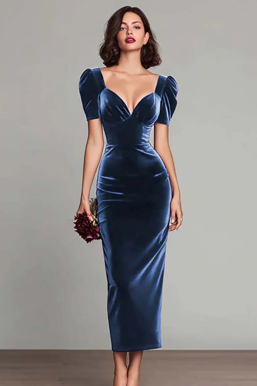 Velvet Sheath Long Holiday Party Dress