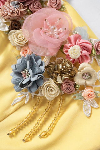 Flowers Patchwork Zipper Strapless Tops