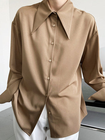 Blusa elegante de manga larga en tres colores lisos 
