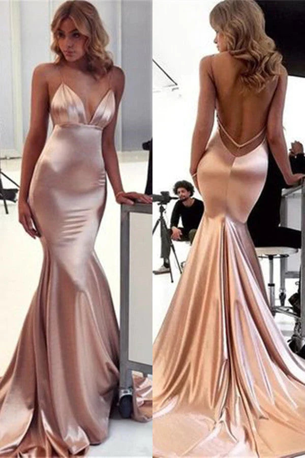 Sexy Sleeveless Blushing Backless Mermaid Evening Dresses