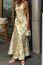 Chic V Neck Lace Insert Cami Everyday Maxi Dress