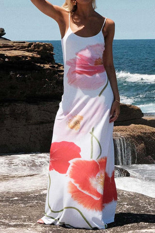 Floral Printed Backless Cami Dress