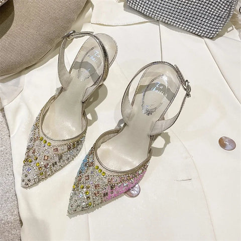 Sommer Neue Kristall Hochzeit Schuhe High Heels Dünne Fersen frauen Design Sinn Temperament und Wasser Diamant 