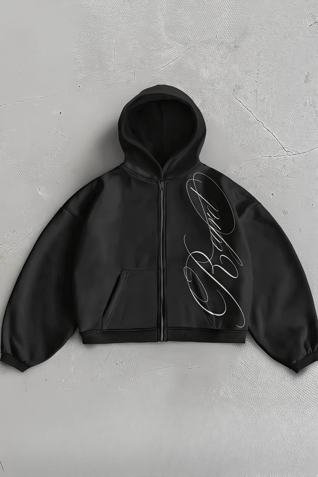 Stylish Letter Graphic Zip Up Hoodie