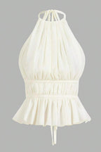 Elegant Backless Chiffon Tie Halter Top