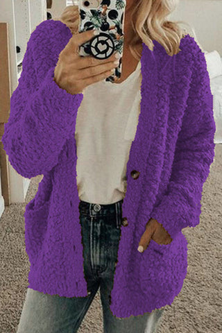 Prendas de abrigo de cuello redondo con parches lisos de estilo británico (10 colores) 