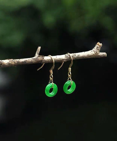 Pendientes colgantes con hebilla de ping verde vintage 