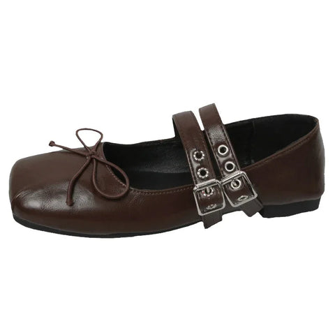 Designer Spring Women Mary Jane Shoes Fashion Square Toe Ladies Comfort Soft Sole Flats Women's Comfort Ballerinas Shoes