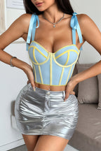 Chic Satin Ribbon Lace Up Corset Cami Top