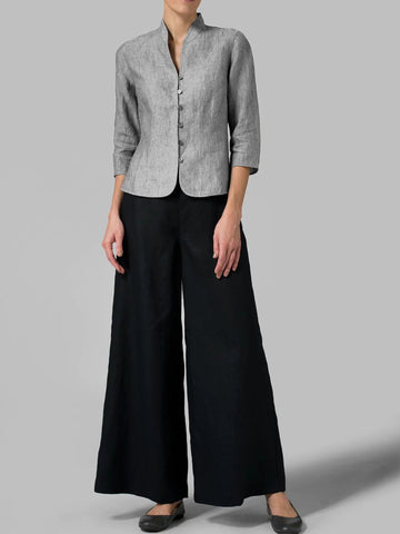 Schlanker, modischer Mantel aus Baumwolle und Leinen 