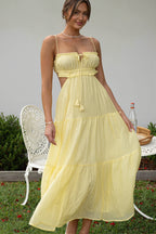 Casual Chiffon Cutout A-Line Maxi Dress