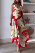 Vacation Floral Cami Backless Maxi Dress