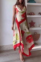 Vacation Floral Cami Backless Maxi Dress