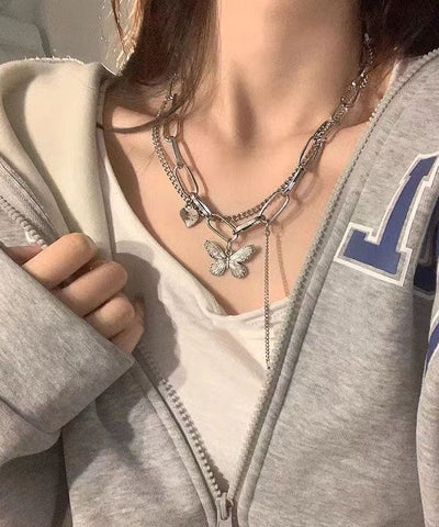 Collar con colgante de mariposa de amor de aleación de seda de moda 