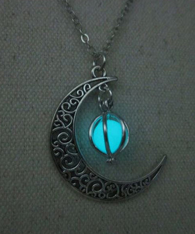 Collar de lazo luminoso con cadena lunar de acero inoxidable único 