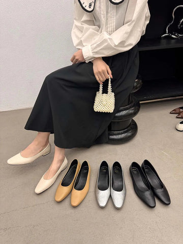 Mocasines de mujer beige, amarillo, plateado y negro con punta redonda, zapatos de vestir informales tipo Mary Jane, elegantes, sin cordones, talla 35-39 