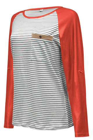 Lässige Patchwork-Oberteile mit O-Ausschnitt 