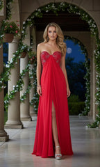 Serene  Strapless Lace Chiffon A-Line Gown