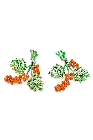 Pendientes de piña roja esmaltada 
