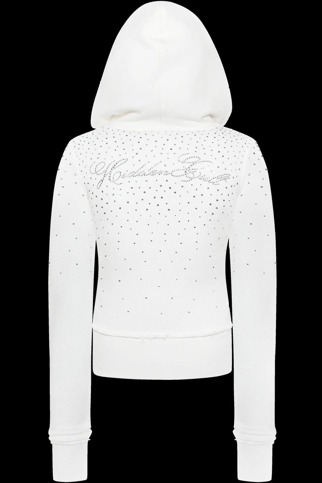 Rhinestone Crystal Zip Crop Hoodie