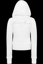 Rhinestone Crystal Zip Crop Hoodie