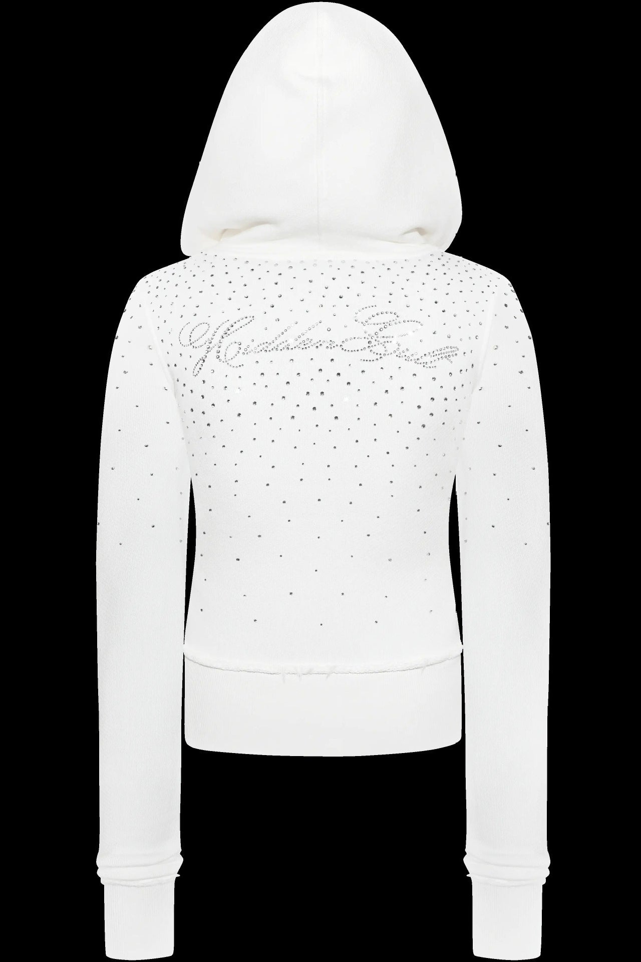 Rhinestone Crystal Zip Crop Hoodie