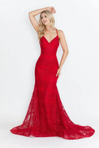 Vestido formal largo con bordado de encaje 