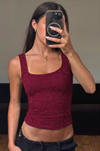 Lace Square Neck Slim Tank Top