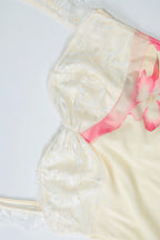 Floral Print Off Shoulder Lace Patchwork Cami Backless Maxi Dress