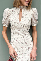 Elegant Floral Deep V Bodycon Maxi Dress