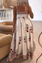 High Waist Floral Tank Swing Boho Dress