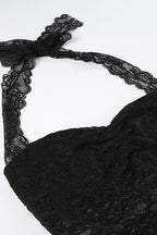 Ruched Tie Lace Sexy Slim Halter Top