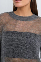 Loose Hollow Out Wool Blend Knit Blouse