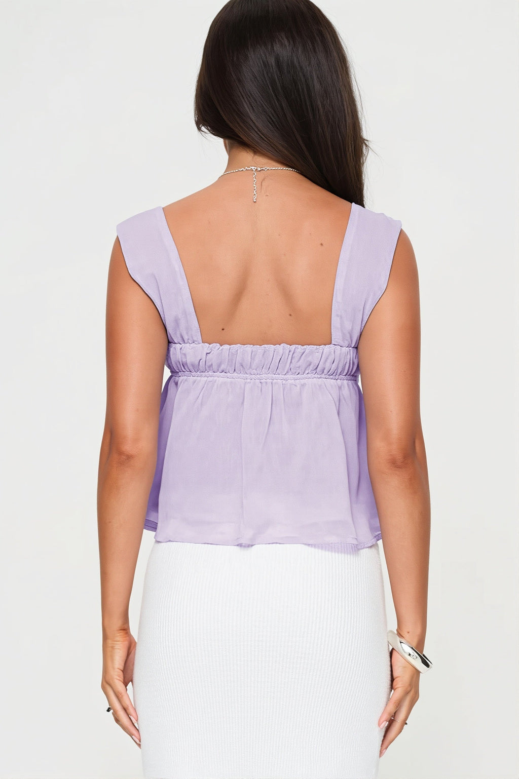 Square Neck Lace-Up Cami Tank Top