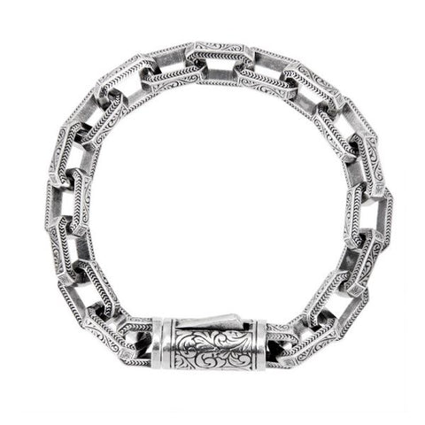 Sterling Silver Vintage Rattan Grass Pattern Bracelet