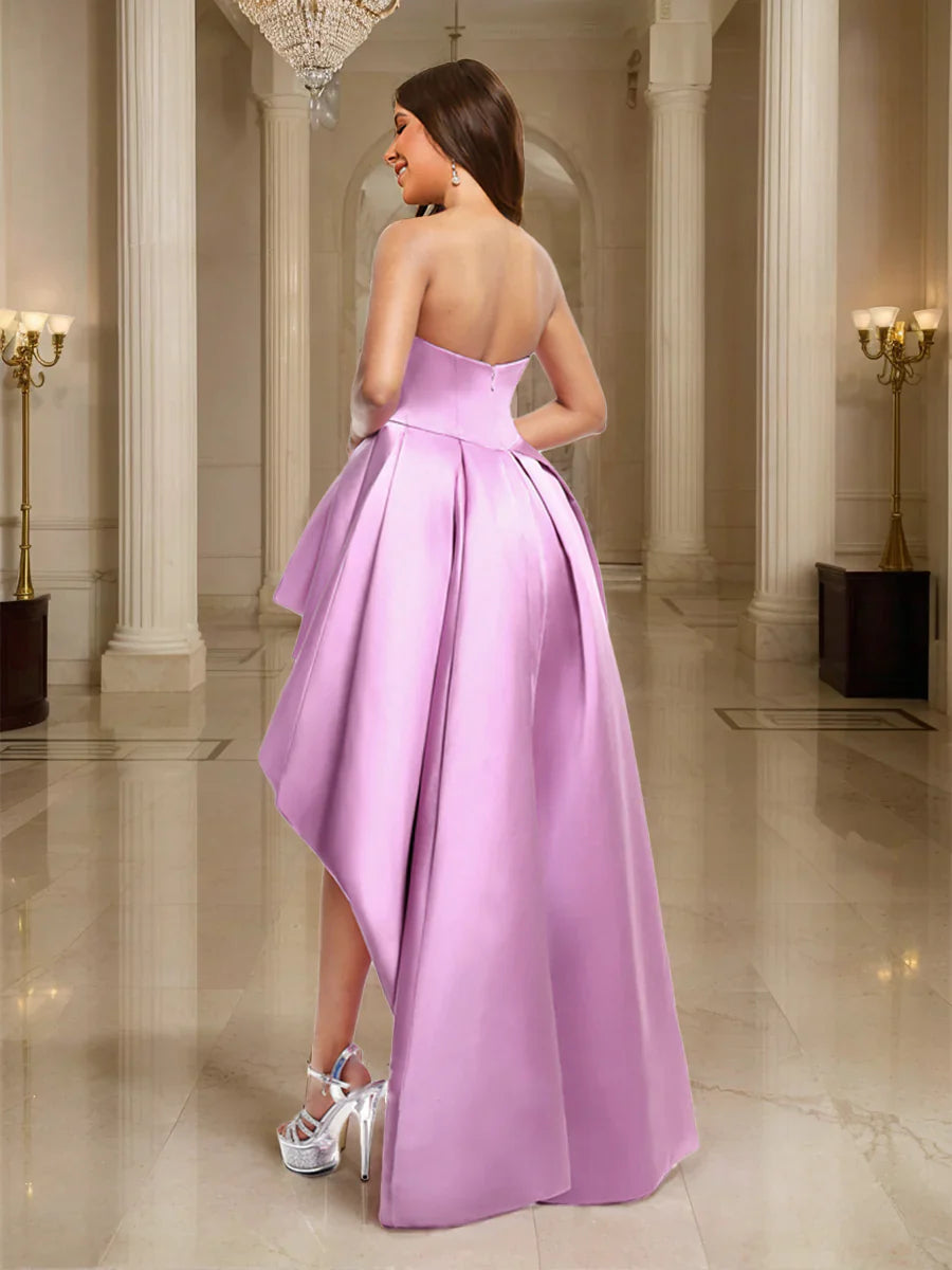 Ballkleid/Prinzessinnen-Trägerkleid aus asymmetrischem Rüschensatin