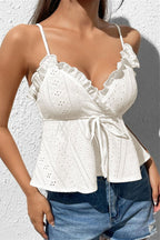 Casual Ruffle Lace Trim Cami Top