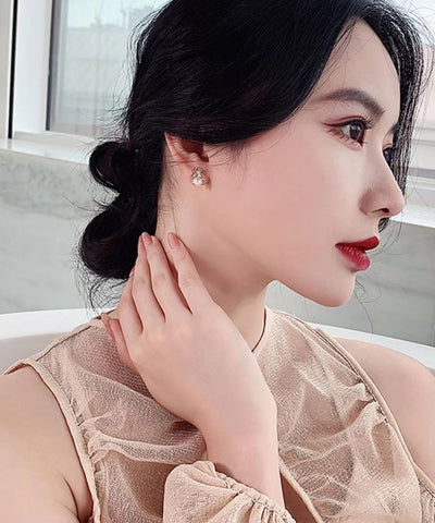 Pendientes Vogue con perla de abeja y cobre dorado 