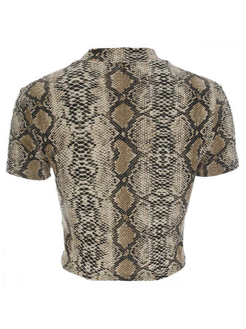 2024 Top corto sexy para mujer, camiseta sin mangas con estampado de serpiente, camiseta ajustada de cuello alto, camiseta sin mangas corta estilo Harajuku, camisetas para mujer y niña 