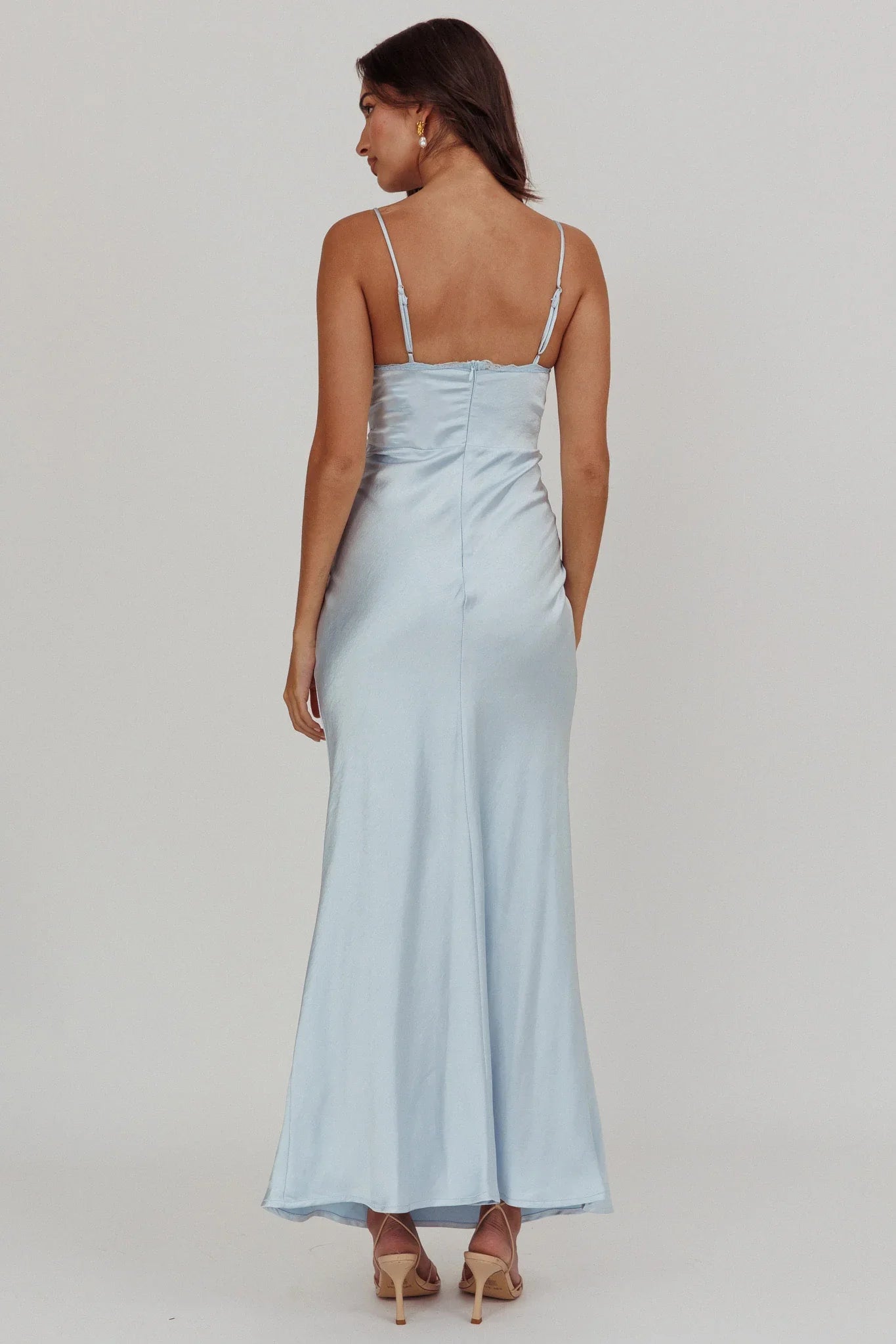 Lace Trim Maxi Dress Steel