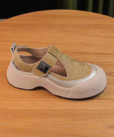 Neue Apricot Hollow Out Atmungsaktive Plateausandalen 