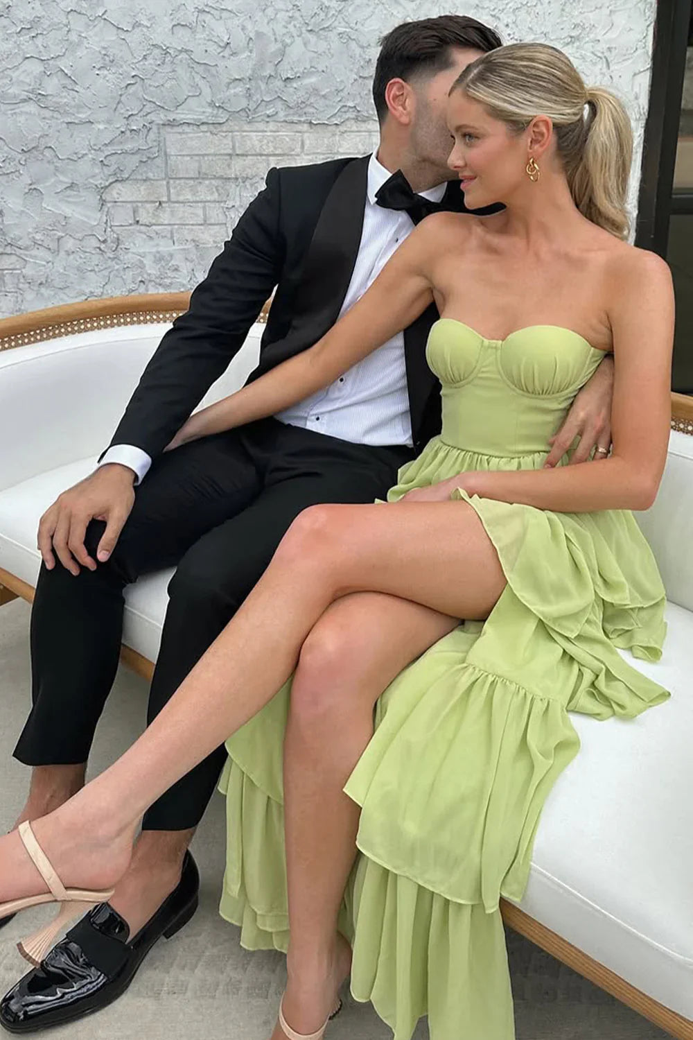 Ein linie Herzförmiger Ausschnitt Langes Partykleid mit Rüschen