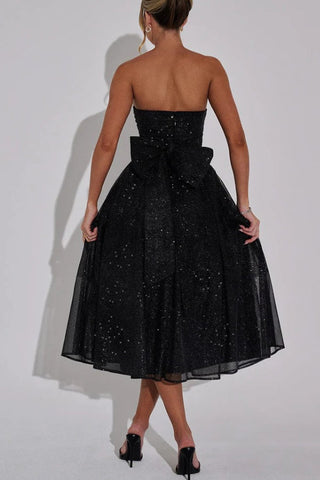 Sexy schulterfreies, rückenfreies Maxikleid mit Schleife