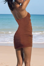 Elegant Strapless Cutout Bodycon Resort Mini Dress