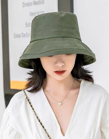 2022 Süßer gelber Bucket Hat aus Baumwolle mit flachem Oberteil 